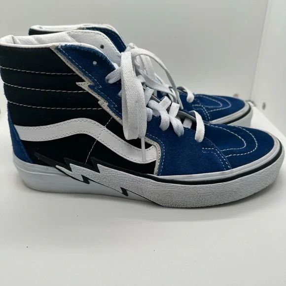 VANS Sk8-Hi Bolt True Blue & Black Suede Canvas High Top Sneakers Men’s Size 5.5 - Picture 3 of 11